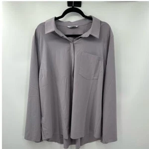 Athleta Urbanite Women's Long Sleeve Button-Up Collared Shirt - Size 2X Purple - Picture 1 of 4