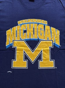 Vintage Michigan Wolverines T Shirt Mens Size Large Early 90s Nutmeg Mills Tag - Picture 1 of 6
