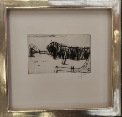 Klaus Fussmann Originalradierung handsigniert mit Blattgoldrahmen - Bild 1 von 4