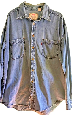 Camisa vintage Levi's Button para hombre XL azul denim manga larga algodón Hong Kong Foto 1 de 4