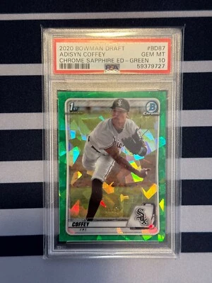 2020 Bowman Draft Sapphire Edition Adisyn Coffey GREEN #'d/50  #BD-87 PSA 10 CWS - Image 1 of 2