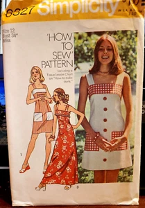 1970's SIMPLICITY Pattern #6324 Size 12 Bust 34 Misses Dress in 2 Lengths - Picture 1 of 2