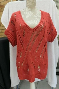 Next Ladies Orange Chunky V-Neck Sleeveless Jumper - M - Picture 1 of 11