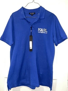 KARL LAGERFELD Paris Men's Slim-Fit Pique Short Sleeve Polo Shirt Size S NWT - Picture 1 of 12