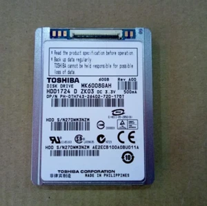 TOSHIBA 1.8" MK6008GAH 60GB HDD FOR DELL Latitude XT D420 D430 Hard DISK DRIVE - Afbeelding 1 van 3