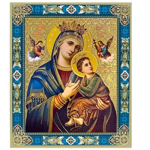 Perpetual Help 3" lámina dorada icono de madera, espalda cruzada - Imagen 1 de 2