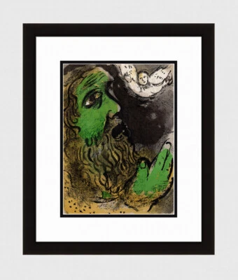 Litografia bíblica 1960 CHAGALL original M. 253 "As orações de trabalho" certificado de autenticidade emoldurado - Imagem 1 de 4