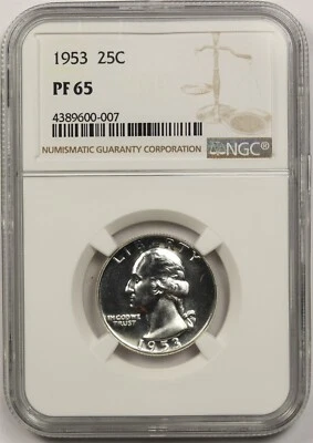 1953 25C NGC Proof PF 65 Washington Silver Quarter - Image 1 of 4