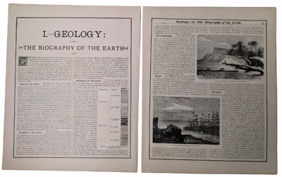 Geology History Earth Dinosaurs 1893 Columbian Expo Chicago Atlas ~11.5x14" 6pg Foto 1 de 4