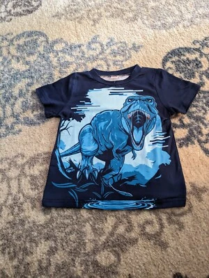 New Boys 2t T-Rex Dinosaur Blue Black T-Shirt Graphic Print Pullover  - Image 1 of 4