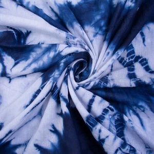 Shibori Tie Dye Tessuto Indaco Blu Cotone Abito Estivo Fare Tinta Verdura - Foto 1 di 4