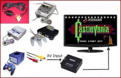 6Ft AV Cable & TV Converter Adapter for SNES Nintendo Super Famicom N64 Gamecube - Image 1 of 4