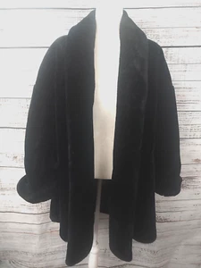 Donnybrook Coat Woman Size Large Black Vegan Faux Fur Coat Open FLAW - Picture 1 of 9