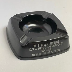 Vintage Bakelite “Let Us Do Your Puffing For You” DFW Airport Ashtray MCM Ad - Picture 1 of 6