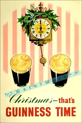 Póster impreso vintage de Navidad That's Guinness Time estilo retro bebidas arte Foto 1 de 4