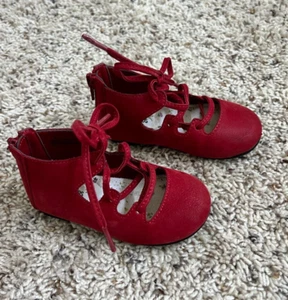 Genuine Kids red lace-up faux suede shoes size 6 - Picture 1 of 4