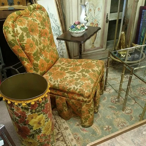 1930s 40s Boudoir Bedroom Vanity Slipper Chair Heart Back local  pickup Cover