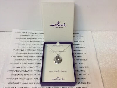 COLAR HALLMARK LOVE...RISOS...SONHO Novo com caixa PRATA ESTERLINA inspiradora - Imagem 1 de 2