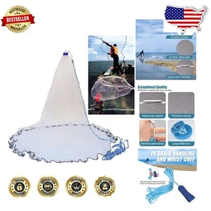 9ft Radius Tangle Free Casting Net for Bait Fishing - Robustes Nylon Mesh - Bild 1 von 10