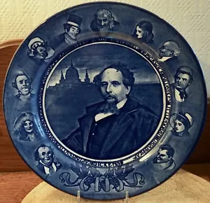 Flow Blue Transferware Royal Doulton Plate ~ Charles Dickens & Characters D2964 - Picture 1 of 7