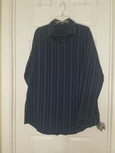 Van Huesen Men's XLT 17 1/2 - 18 Stripe Long Sleeve Button Down Dress Shirt EUC - Picture 1 of 3
