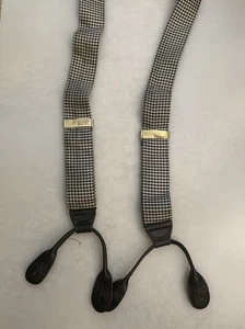 Tirantes Tirantes Gris Negro Pata de Gallo Cuadros Cuero Acentos LEER - Imagen 1 de 9