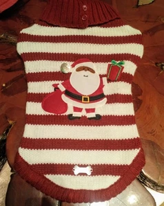 Dog Christmas Sweater Barkley & Finn Santa Claus Striped Medium - Foto 1 di 4