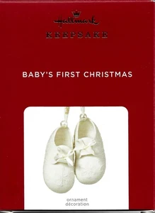 BABY'S FIRST CHRISTMAS 2021 HALLMARK KEEPSAKE PROCELAIN BOOTIES ORNAMENT NEW - Picture 1 of 1