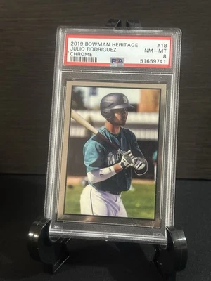 2019 Bowman Heritage Chrome Julio Rodriguez #18 PSA 8 NM-MT - Image 1 of 2