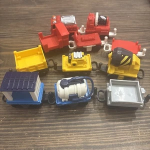 Fisher-Price GeoTrax Lot Of 11 Push Train Cars Fire Truck Concrete Mixer - Picture 1 of 4