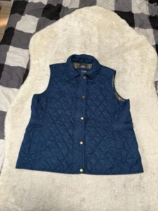 L.L. Bean Quilted Lined Vest Womens Sz XL Blue Full Zip Snap - Picture 1 of 7