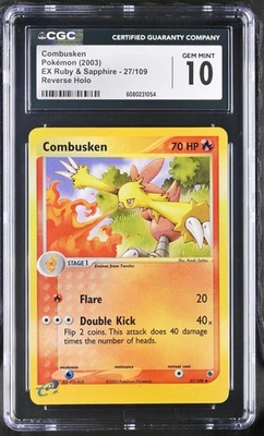 CGC 10 GEM MINT Combusken EX Ruby & Sapphire 27/109 Reverse Holo Pokemon Card - Image 1 of 2