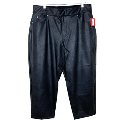 Spanx женщин 1 X миниатюрный брюки новый черный искусственной кожи тонкий прямой ноги эластичной - Изображение 1 из 4