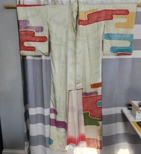 Vintage Long Silk Tsumugi Japanese Kimono or Lauhala Dress - Picture 1 of 24