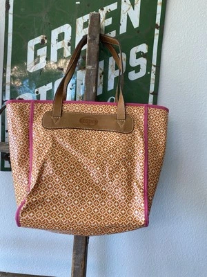 Bolso de Hombro Fossil KeyPer Shopper Naranja Claro Cartera de Lona Recubierta Nuevo Def Foto 1 de 4