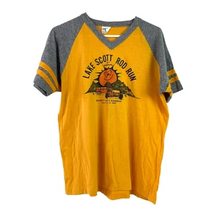 Camiseta vintage 1982 Lake Scott Kansas Rod Run 3rd cuello en V poliéster XL Paulison - Imagen 1 de 7