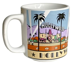 Taza de café Hollywood California recuerdo viaje hecha en Corea vintage años 80 - Imagen 1 de 11