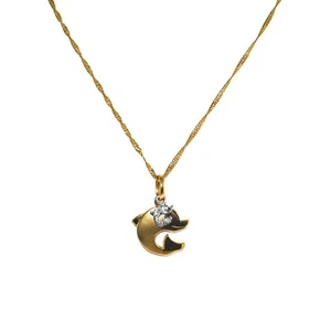 18k Gelbgold Delfin Anhänger Halskette - Länge 16" - Bild 1 von 4