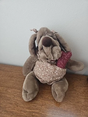 Marioneta de mano Ganzbros 1981 vintage arrugas niña perro con traje y hueso Foto 1 de 4