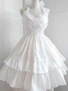 Hot Summer Classical Elegant Suspender Dress Lolita Solid Lolita Retro Soft Girl - Picture 1 of 15