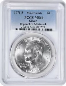 1971-S Eisenhower Silberdollar neu aufgestellte Münzmarke MS66 PCGS - Bild 1 von 2