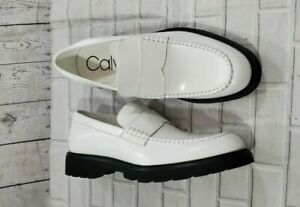 Calvin Klein Fletcher Box White Leather Slip On Loafers MENS SZ 10.5 - 11.5