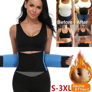 Women Waist Support Sauna Sweat Belt Waist Trainer Trimmer Body Shaper Wrap Band - Picture 1 of 34