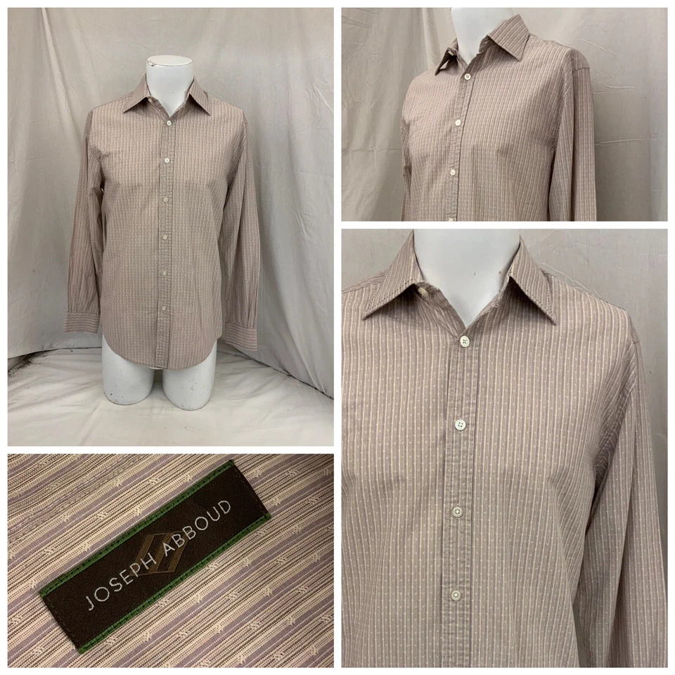 Camisa Joseph Abboud S Rayas Púrpura 100% Algodón Hecha Hong Kong YGI N2-360 Foto 1 de 4