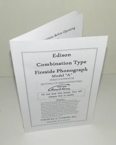 Edison Fireside Phonograph Instruction Manual Reproduction - Picture 1 of 7