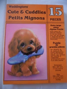 Wadddingtons Puzzle Cute Cuddlies 15 Pc Cocker Spaniel 1982 160-2 Puppy Dog - Picture 1 of 21