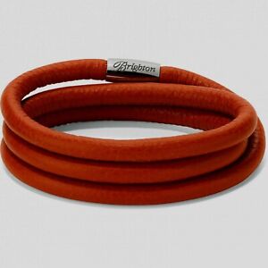 NWT Brighton WOODSTOCK HENNA Orange Red TRIPLE Leather Bracelet MSRP $60
