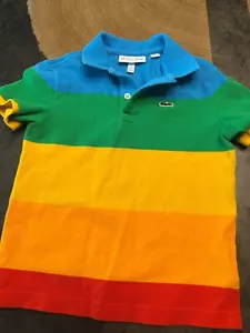 LACOSTE X POLAROID RAINBOW STRIPE POLO SHIRT BOYS SZ 5 - Picture 1 of 6