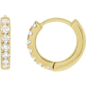 14K Yellow Gold 1/5 CTW Lab-Grown Diamond Hoop Earrings - Picture 1 of 5