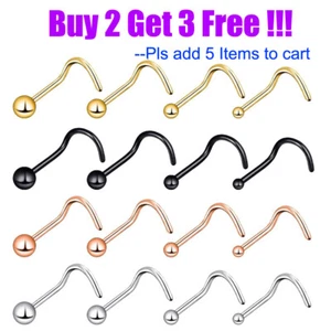 16 Stück kleine Kugel Nasenring Stecker Chirurgenstahl schraubenförmig Nasenloch Pin Piercing - Bild 1 von 11